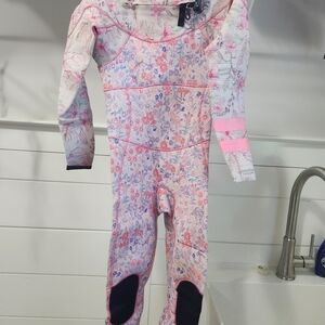 Floral Pink Kids Wet Suit One Piece